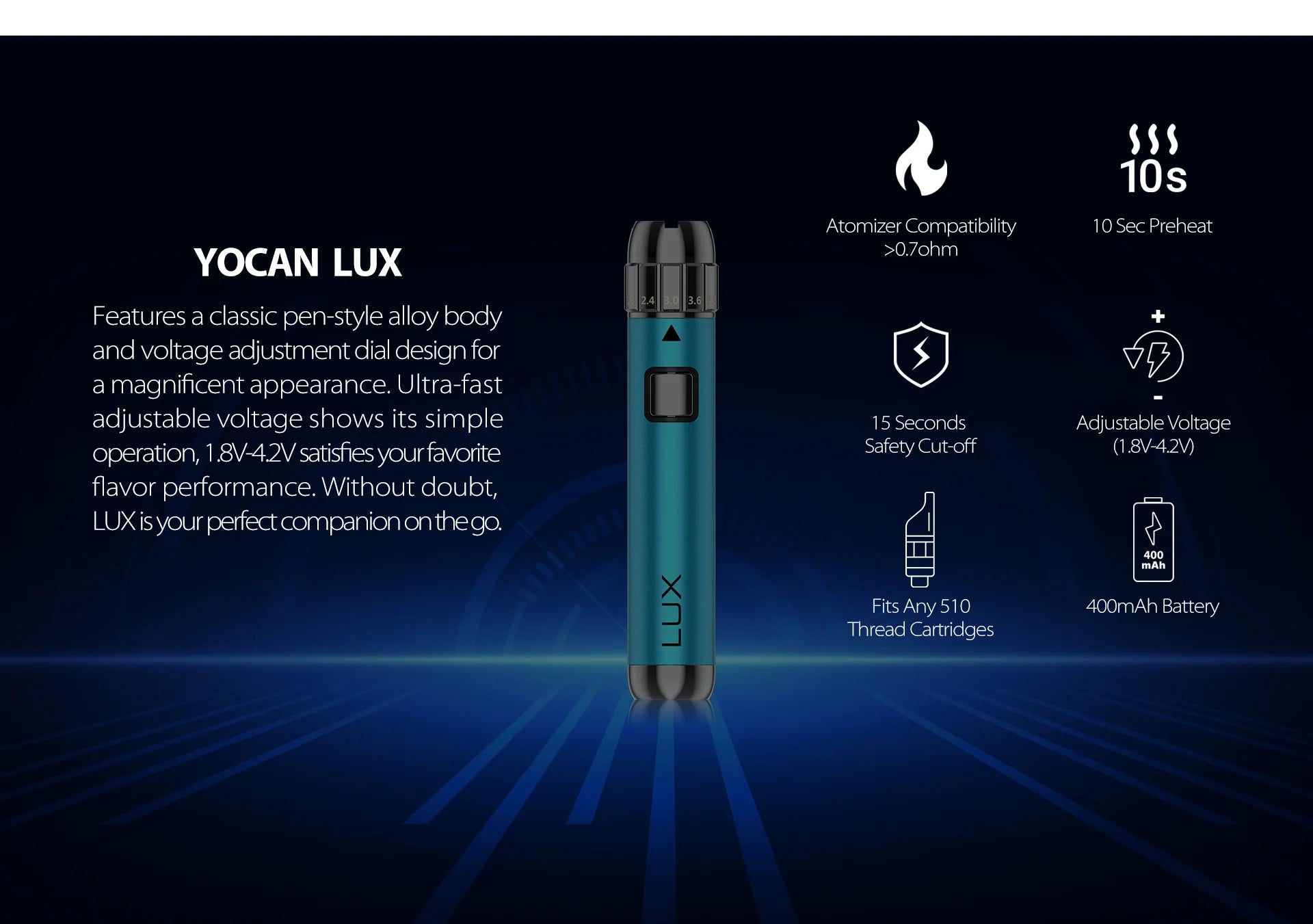 Yocan LUX Cartridge Battery LUX MAX Teal