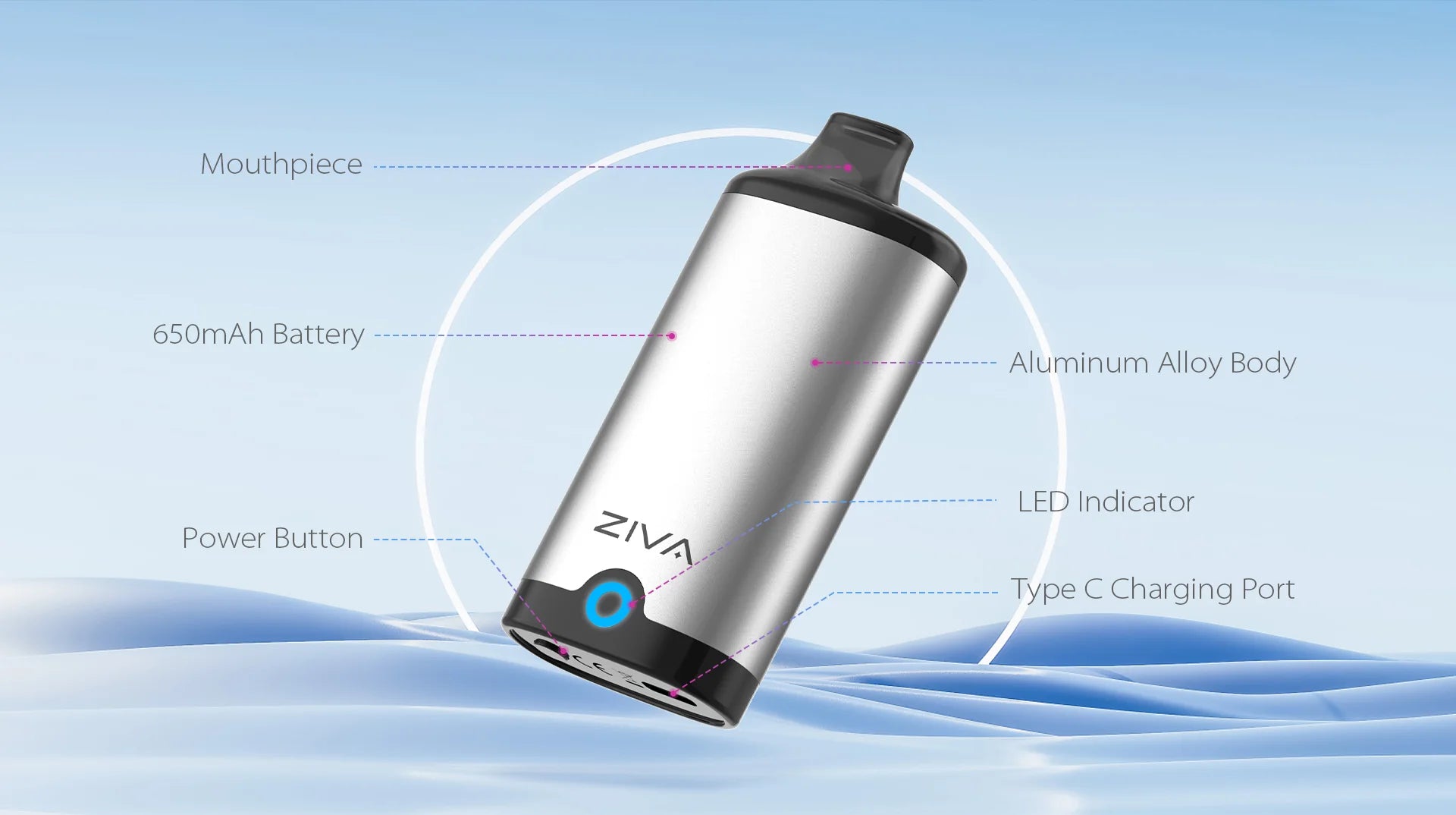 Yocan Ziva Smart Mod - 510 Vape Silver