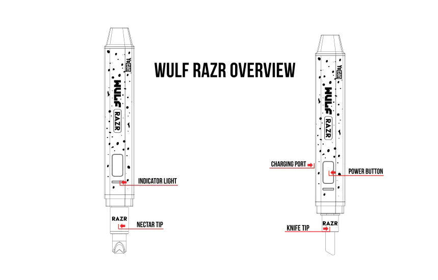 Yocan Razr Nectar Collector and Hot Knife by Wulf Mods Wulf White Red Splatter