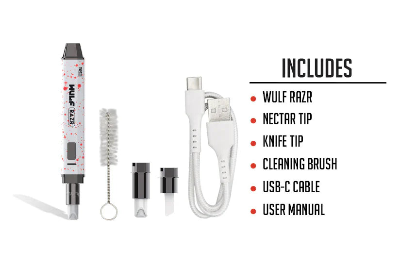 Yocan Razr Nectar Collector and Hot Knife by Wulf Mods Wulf White Red Splatter