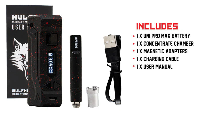 Yocan Uni Pro Max Concentrate Kit by Wulf Mod Wulf White Red Splatter